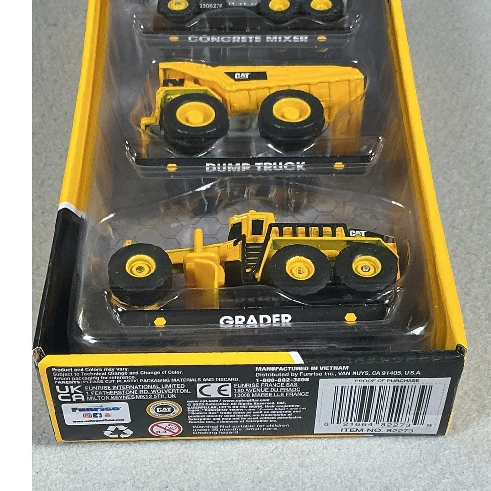 CAT Caterpillar Metal Construction Vehicles 3-Pack Mixer Dump Truck Grader NEW